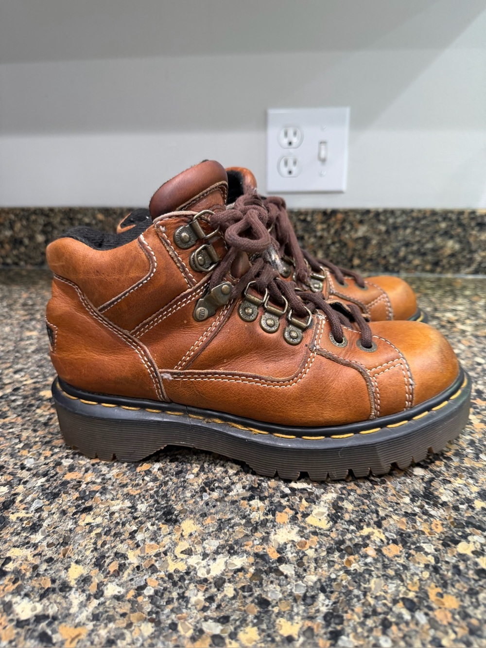 Vintage Dr martens Made in England Brown Rubber Sole UK 5/ US 7 ladies